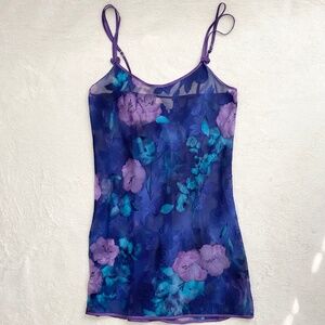 VTG California Dynasty Purple Floral‎ Lingerie Womens Medium